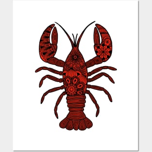 Lobster (black and red vertical) Posters and Art